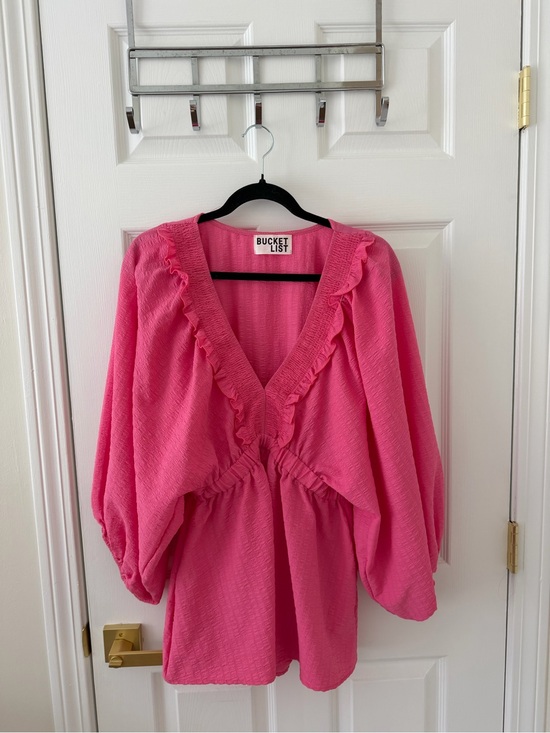 Dresses & Skirts - Bucket List Pink Ruffled V-Neck Blouse